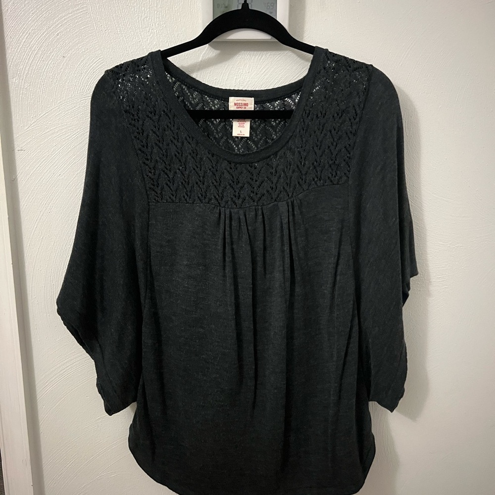 Women's Dark Gray Lace Detail Sweater